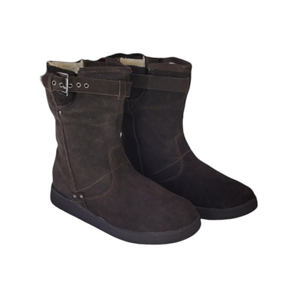 Marc Fisher Brown Mfearra Leather Suade Faux Fur Lined Pull On Boot